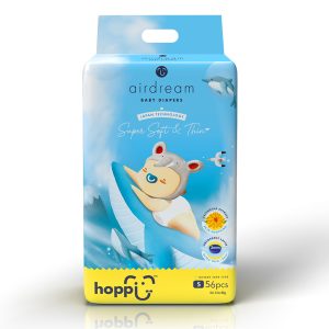 Bỉm - Tã dán Hoppi Airdream size S 56 miếng (cho bé 4 - 8kg)