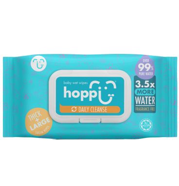 Gói khăn ướt tinh khiết Hoppi Daily cleanse 3.5x water 80 tờ chính hãng