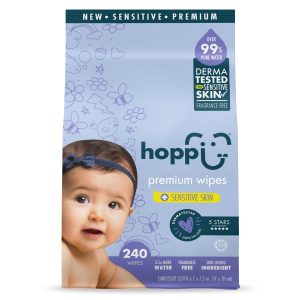 Khăn ướt tinh khiết Hoppi Premium 80 tờ an toàn cho trẻ sơ sinh